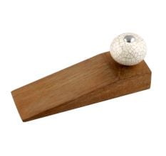 Cream Crackle Ceramic Wooden Door Stopper